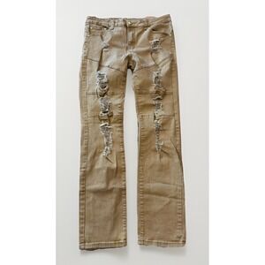 Argonaut Nations Men's 35x32 Thrashed Urban Stretch Skinny Jeans Tan Destroyed